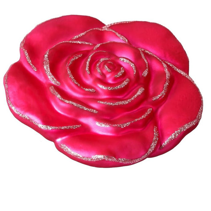 Decorazione forma di rosa 8,5 cm  in vetro con pinzetta