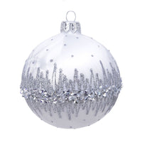 Pallina glitter bianco ghiaccio d.8cm