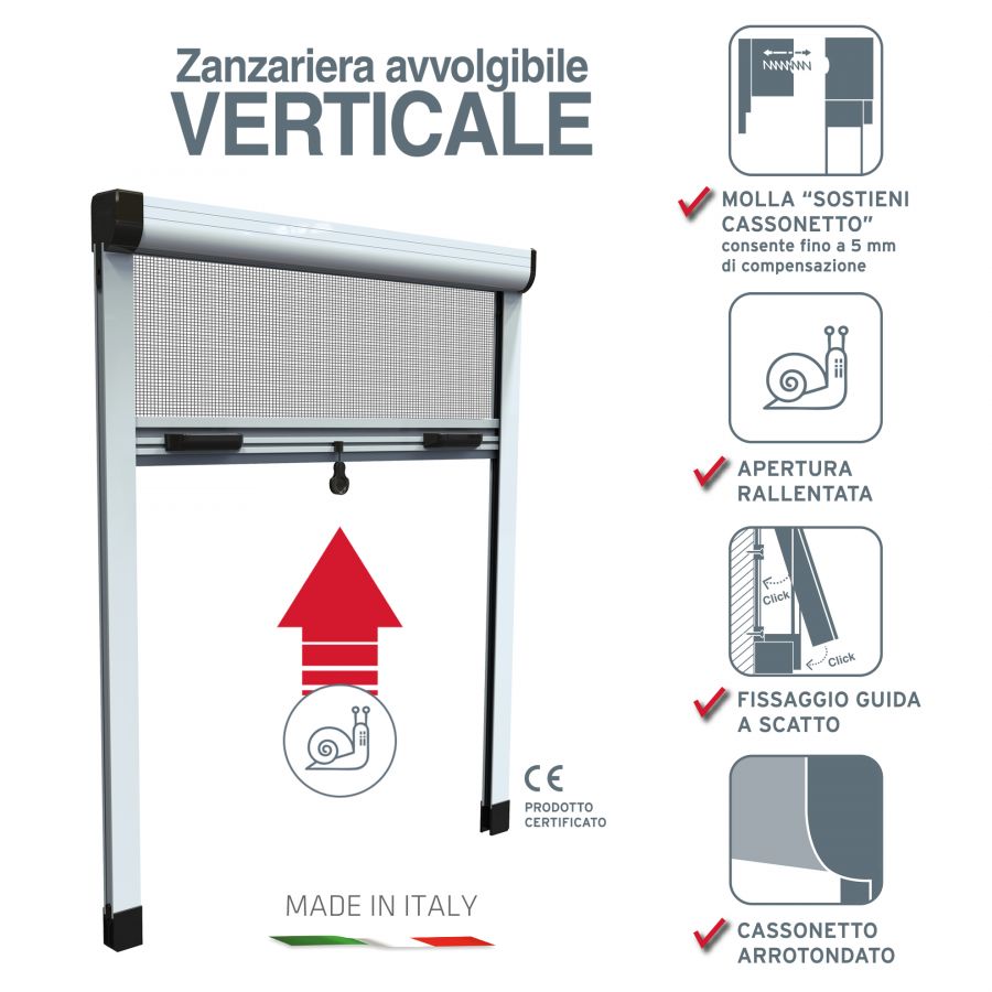 Zanzariera 140 x170 verticale bianco ral 9010