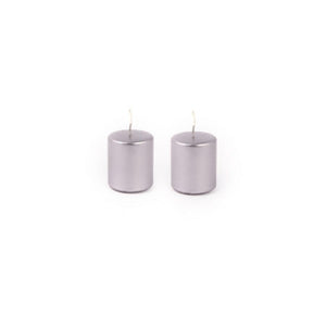 Coppia candele pillar silver grey h 5 x d 4 cm