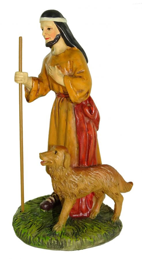 Pastorella con cane per presepe da 12 cm