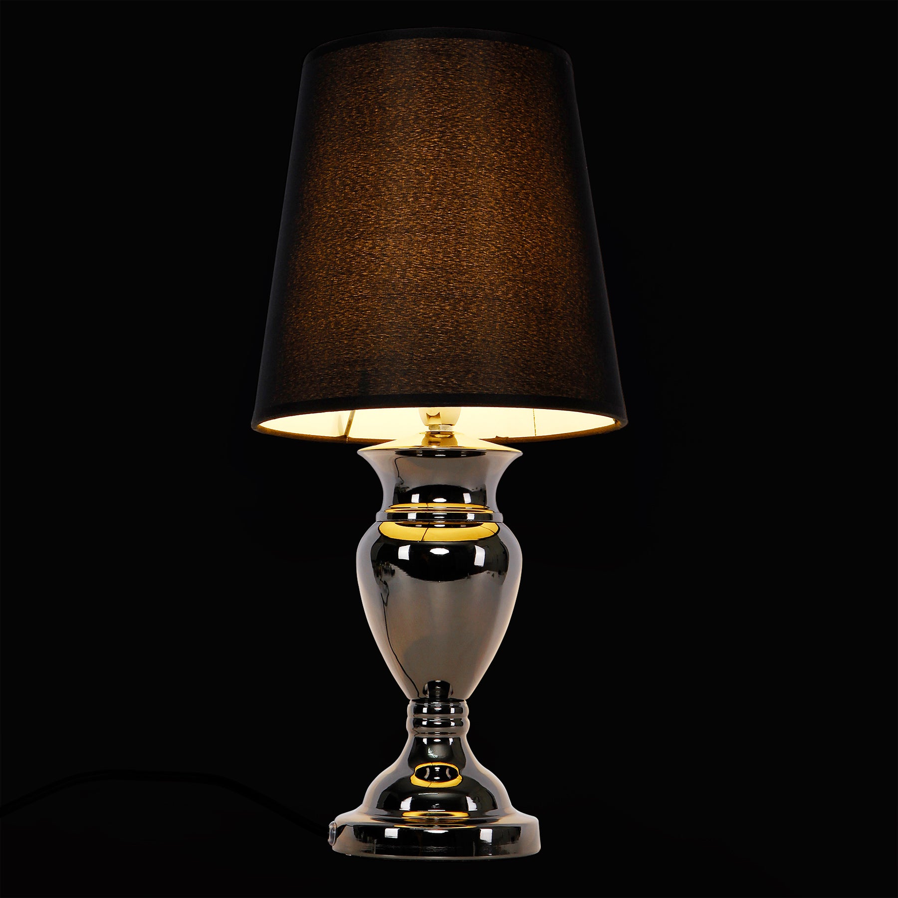 Lampada da Tavolo - Altezza 48 cm, E14 40W - Lampada da Comodino con Paralume/Abat-jour in Tessuto - Nero [lux.pro]