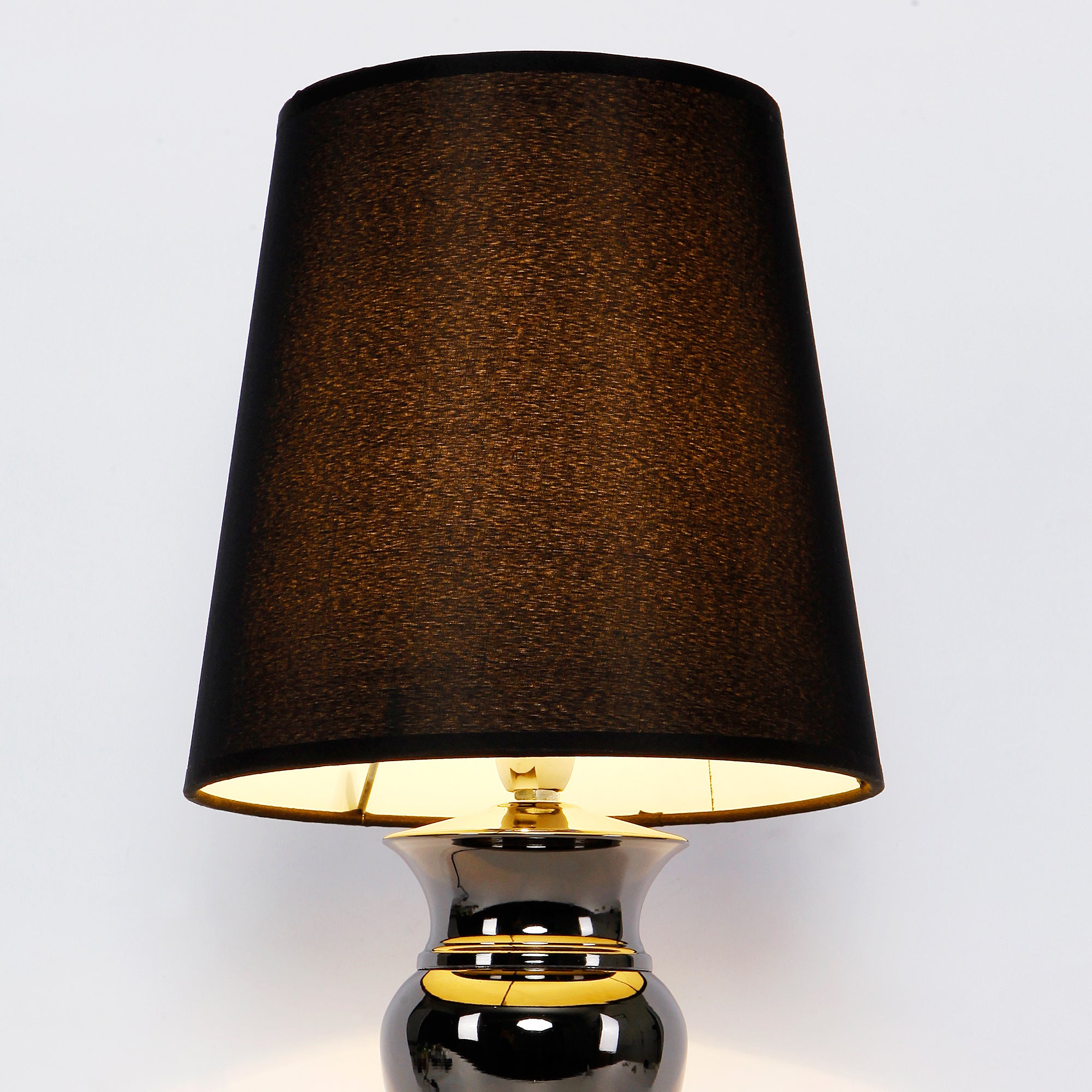 Lampada da Tavolo - Altezza 48 cm, E14 40W - Lampada da Comodino con Paralume/Abat-jour in Tessuto - Nero [lux.pro]