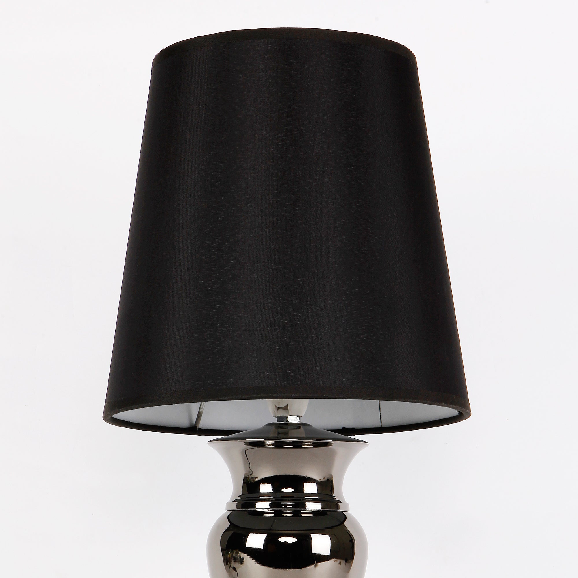 Lampada da Tavolo - Altezza 48 cm, E14 40W - Lampada da Comodino con Paralume/Abat-jour in Tessuto - Nero [lux.pro]