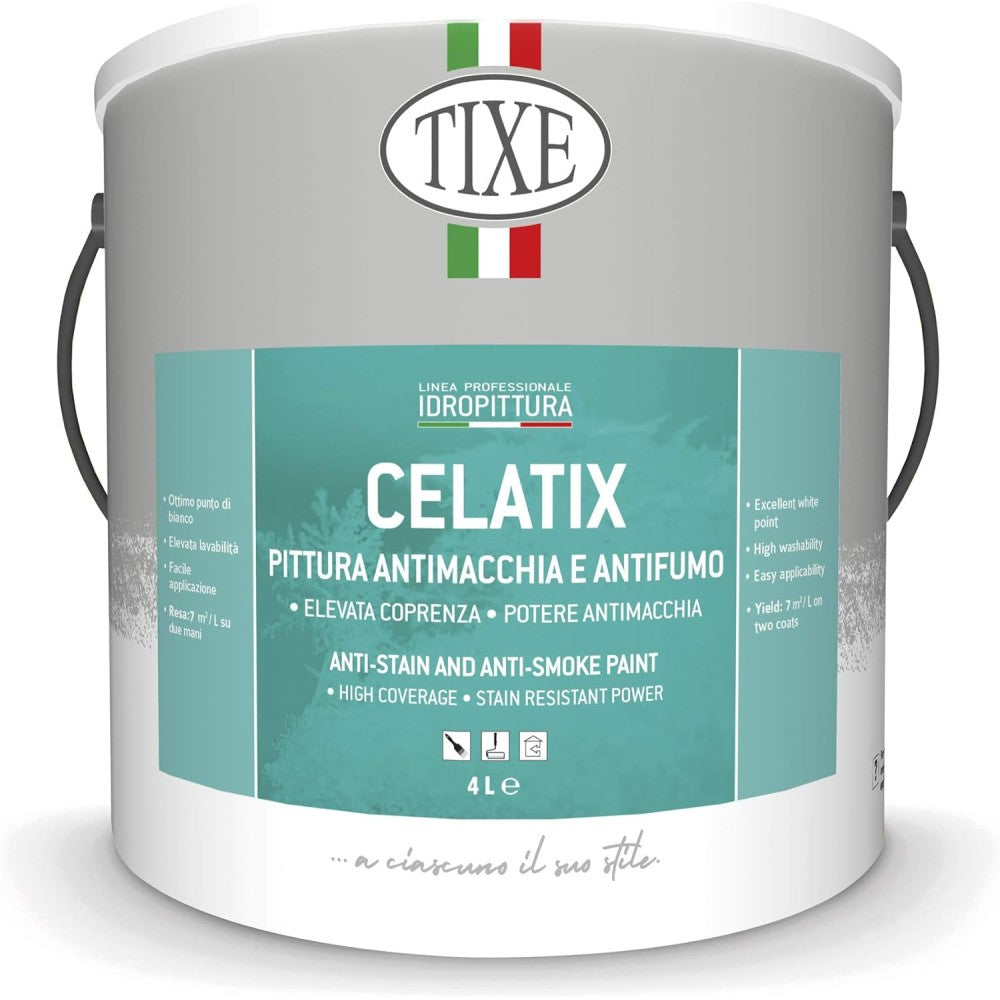 Tixe celatix 4lt pittura bianca antimacchia e antifumo lavabile interni