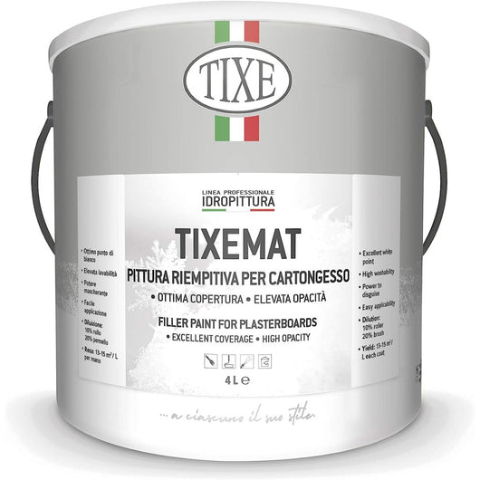 Tixe tixemat 4lt pittura bianca opaca riempitiva supercoprente per interni