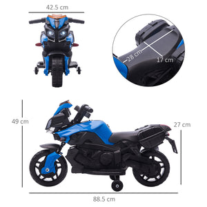 Moto Elettrica per Bambini 6V con Fari e Clacson Blu