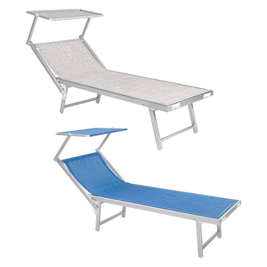 lettino spiaggia con parasole 'mattinata' telo blu 6128880nlm