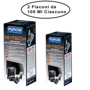 Nuncas detergente hi tech per touch screen computer televisori 2 flaconi da 100 ml ciascuno