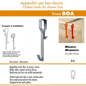 Pika' 1 appendino per box doccia boa satinato cromato 30 centimetri accessorio bagno