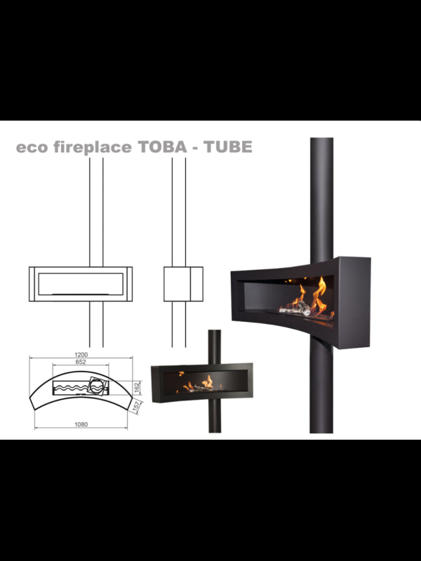 TOBA TUBE - Biocamino Sospeso Ruotante Colore Nero Opaco.