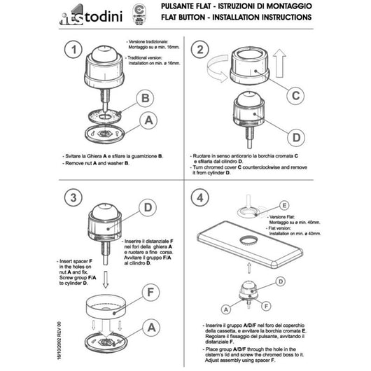 Ricambio pulsante ad aria per batterie bagno its unibox