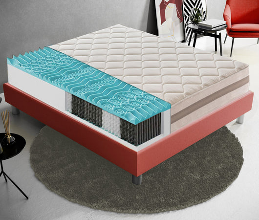 Materasso Piazza e Mezza 140x200 Molle insacchettate e memory foam 9 Zone differenziate Altezza 22 cm   