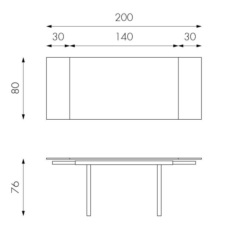 Tommy STONES Tavolo Allungabile 140/200 x 80 cm
