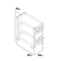 Troller - Carrello da officina a 3 ripiani, pannelli forati laterali e 12 ganci, ruote autobloccanti, superfice di lavoro con tappetino antiscivolo