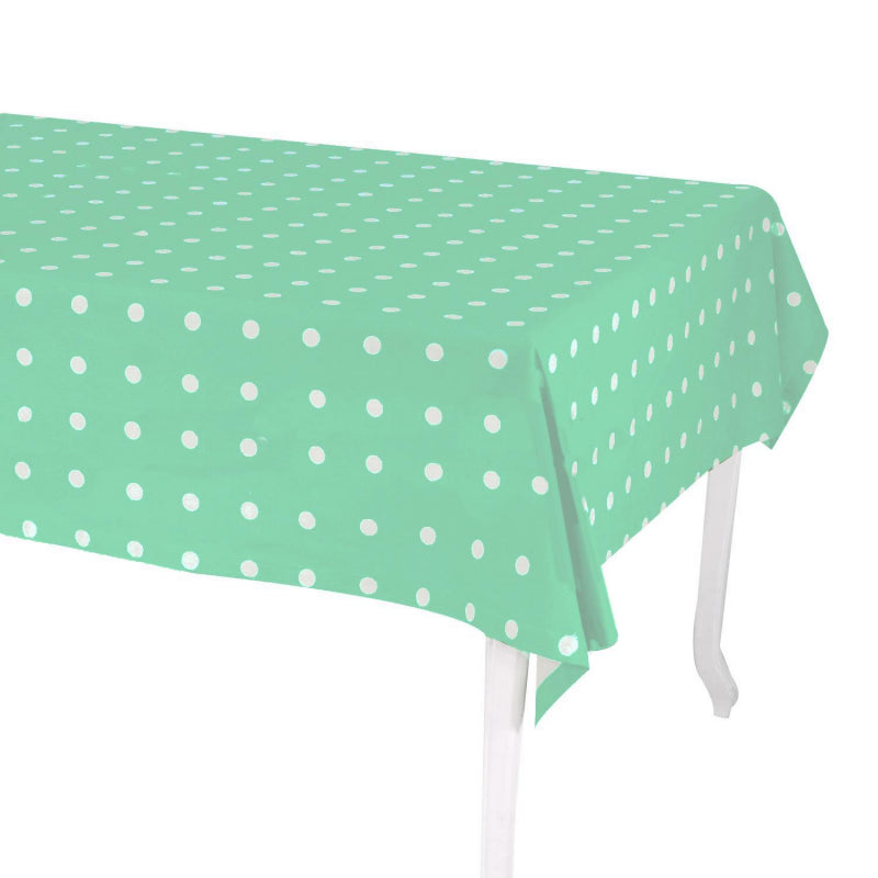 Tovaglia pop pois verde acqua rettangolare cm140x240