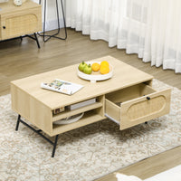 Tavolino da Salotto 1 Cassetto 100x59,5x44,3 cm in Legno truciolare Naturale