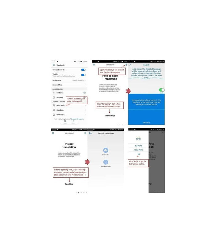 Traduttore Simultaneo Peiko Auricolare Cuffie Bluetooth Traduzione In 16 Lingue         