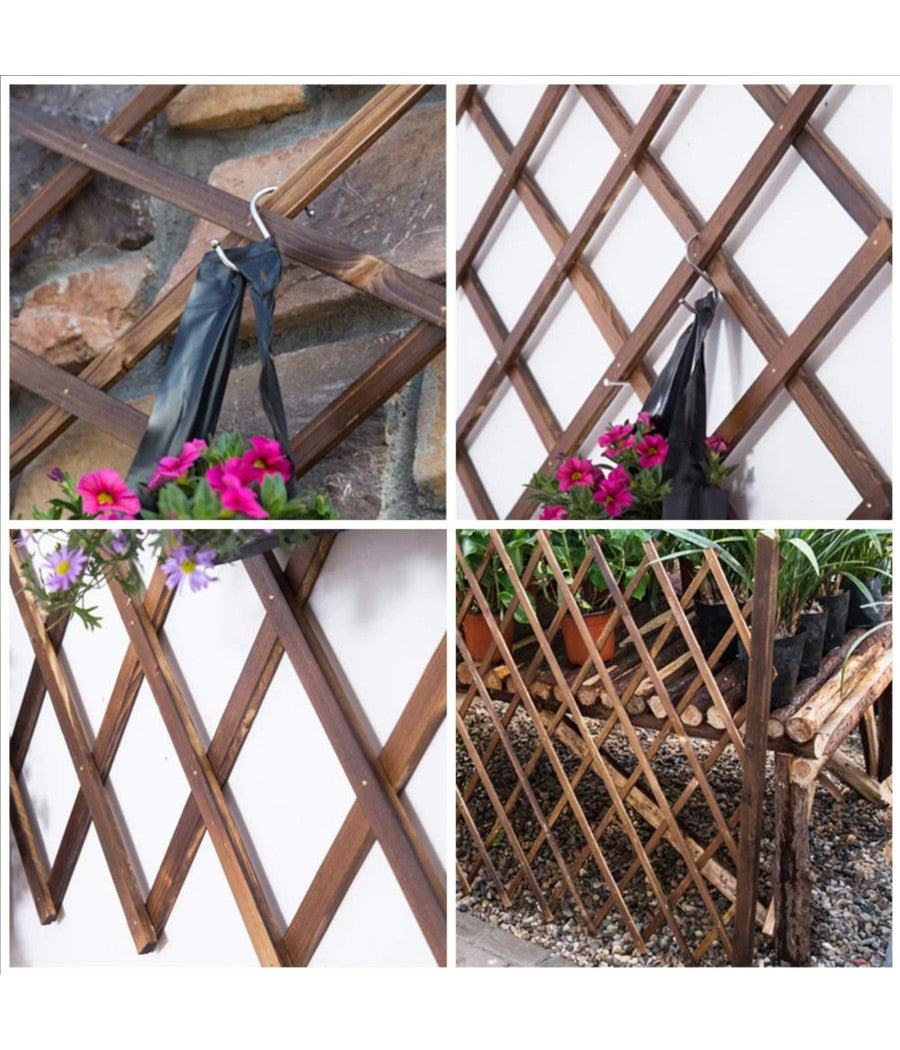 Traliccio Rete Estensibile In Legno Scuro Per Parete Da Giardino Piante 100x200         