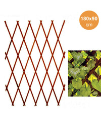 Traliccio Rete Estensibile In Legno Scuro Per Parete Da Giardino Piante 180x90cm         