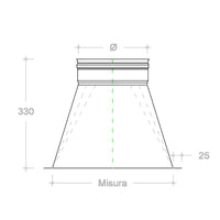 Tramoggia inox 6 decimi aisi 304 con aletta base 20x20cm a innesto f, diametro 120mm