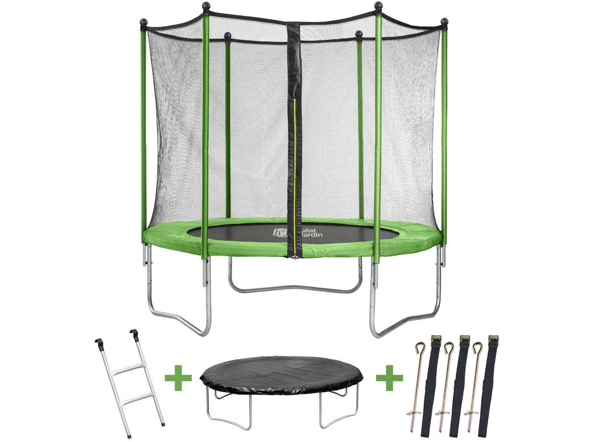 Trampolino tappeto elastico YOOPI diametro 2.44 m con rete, scala e telone