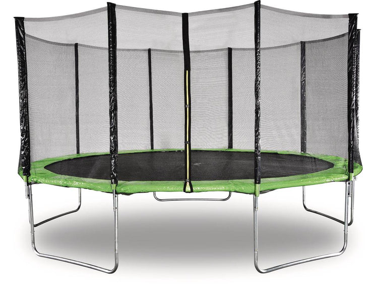 Trampolino Yoopi diametro 4,60 m Verde Con rete + scala + copertura + kit di ancoraggio