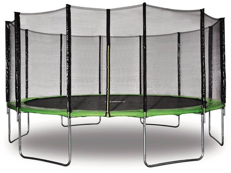 Trampolino Yoopi diametro 4,90 m Verde Con rete + scala + copertura + kit di ancoraggio