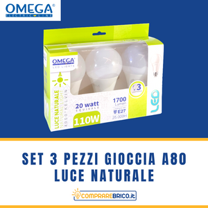 Set 3 Pezzi Lampadine Goccia A80: 20W - 4000K - E27 - A+