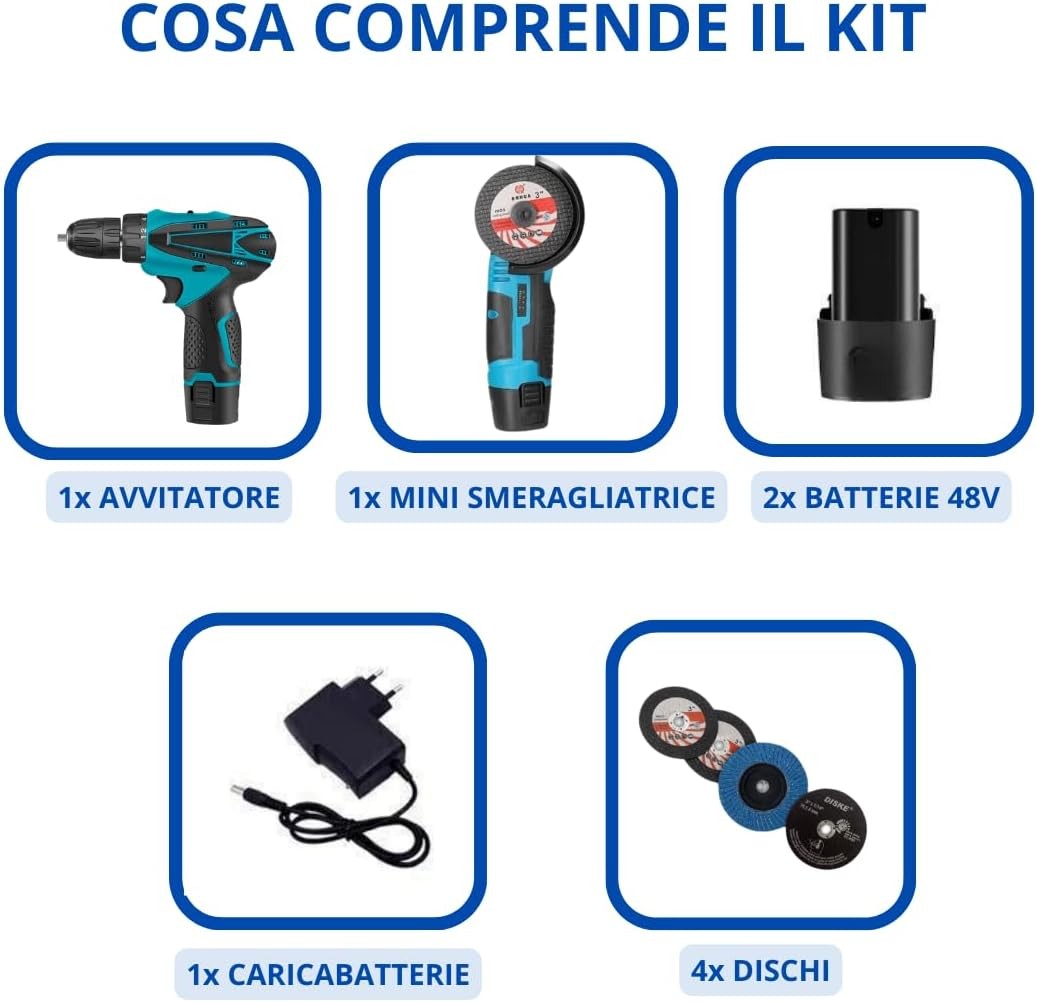 Trapano Avvitatore a Batteria, Mini Smerigliatrice Angolare Taglierina Elettrica