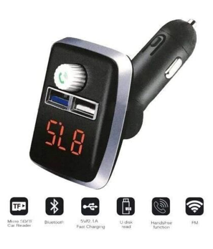 Trasmettitore Fm Auto Bluetooth Q-b67 Vivavoce Lettore Mp3 Caricatore Usb Doppio         