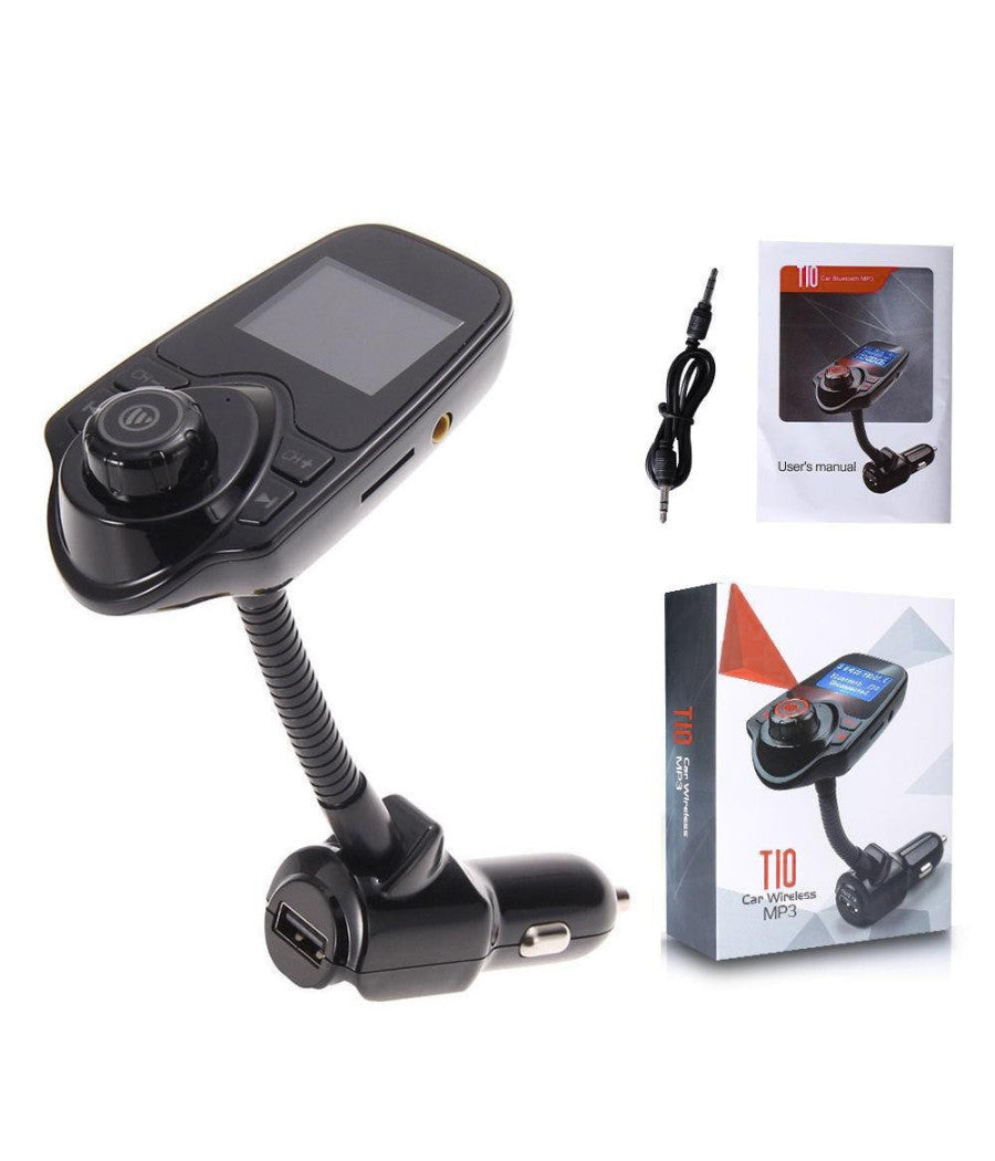 Trasmettitore Fm Bluetooth Wireless T10 Kit Auto Vivavoce Lettore Mp3 Usb         