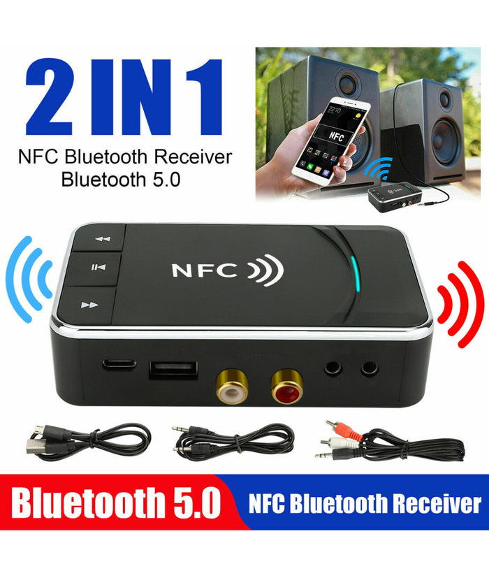 Trasmettitore Ricevitore Bluetooth 5.0 Aux 3,5mm Nfc A Rca Adattatore Audio Usb         