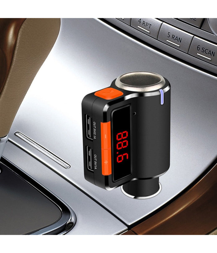 Trasmettitore Vivavoce Bluetooth Con Display Fm Lettore Usb Mp3 Modulatore Auto         