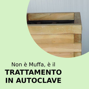 Fioriera in legno BAC 110x50x38 h cm con Rivestimento e Maniglie - Garanzia 5 anni