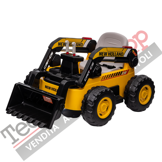 Trattore New Holland Ruspa Elettrica Pala Meccanica Per Bambini 12V con Radiocomando