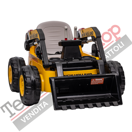 Trattore New Holland Ruspa Elettrica Pala Meccanica Per Bambini 12V con Radiocomando