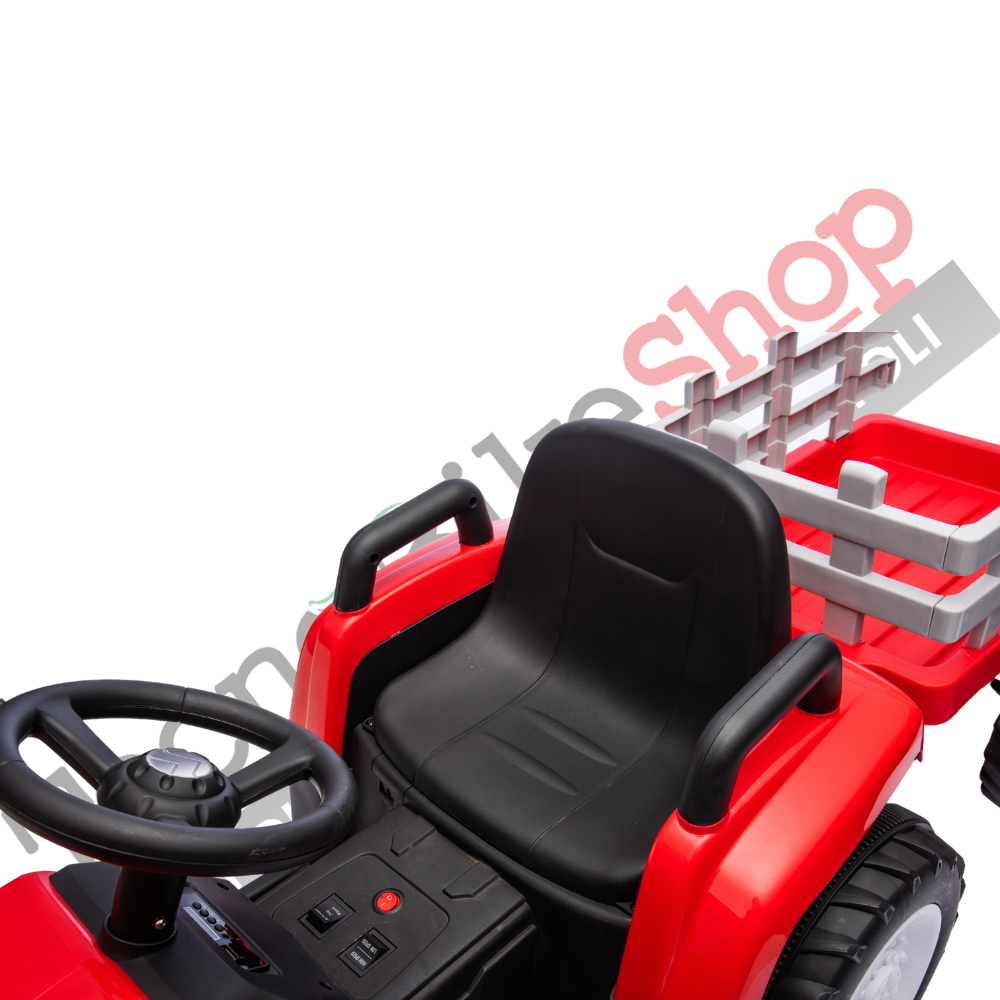 Trattore Elettrico Per Bambini  con Rimorchio 12V -Rosso