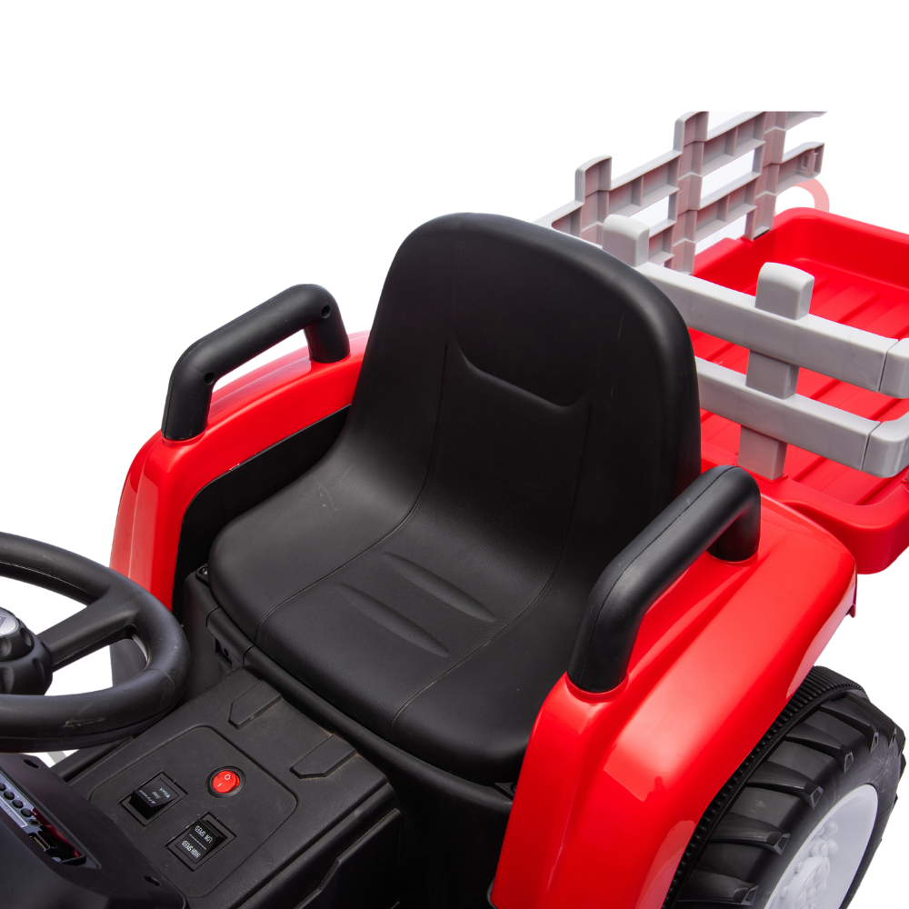 Trattore Elettrico Per Bambini  con Rimorchio 12V -Rosso