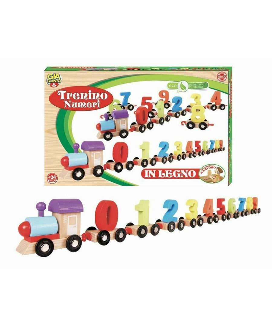 Trenino Treno Con Vagoni Numeri In Legno Giocattolo Gioco Infanzia Bambini +24         