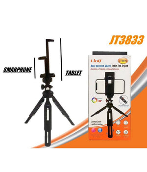 Treppiedi Staffa Supporto Tavolo Con Mandrino 2in1 Per Tablet Smartphone Jt3833         