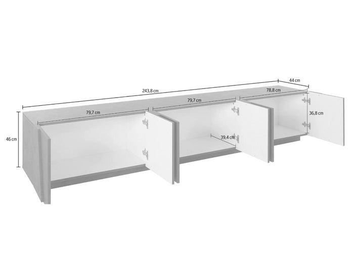  Mobile porta tv 6 ante con disegni geometrici in finitura Bianco lucido, ZTCA21725039 