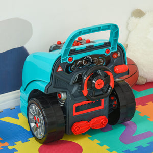 Officina Camion Giocattolo per Bambini 40x39x47 cm con 61 Accessori Nero e Azzurro