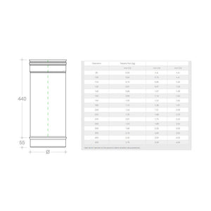 Tubo acciaio inox 250 x 500mm 5 decimi aisi 304