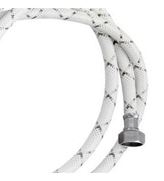 Tubo di carico con treccia in nylon bianco con banda grigia e curvetta 150 cm cod 77121