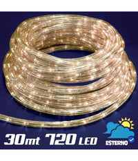 Tubo Luminoso 30 Metri Led Bianco Caldo 720 Luci Per Interno E Per Esterno         