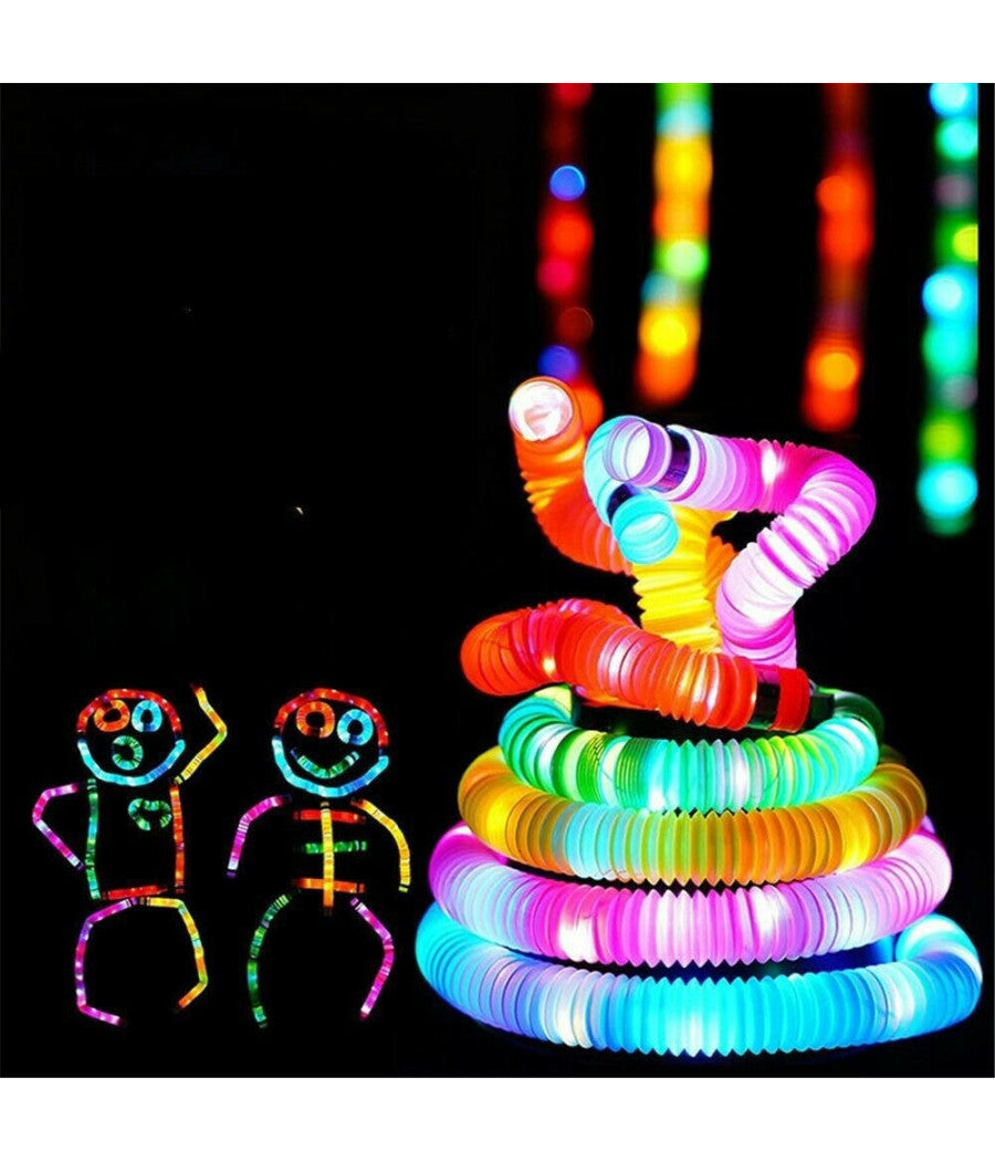 Tubo Luminoso A Led Pop Antistress Giocattolo Sensoriale Per Bambini Stretch       -8 Pezzi -