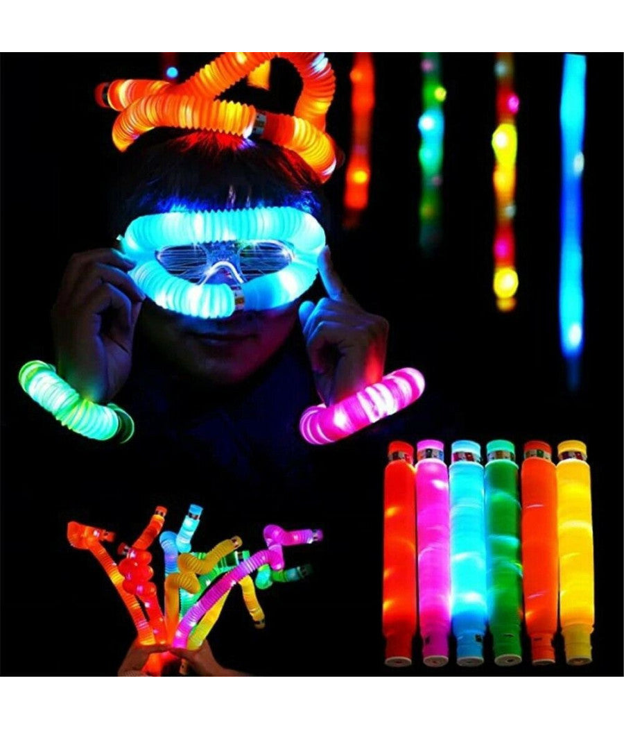 Tubo Luminoso A Led Pop Antistress Giocattolo Sensoriale Per Bambini Stretch       -4 Pezzi -