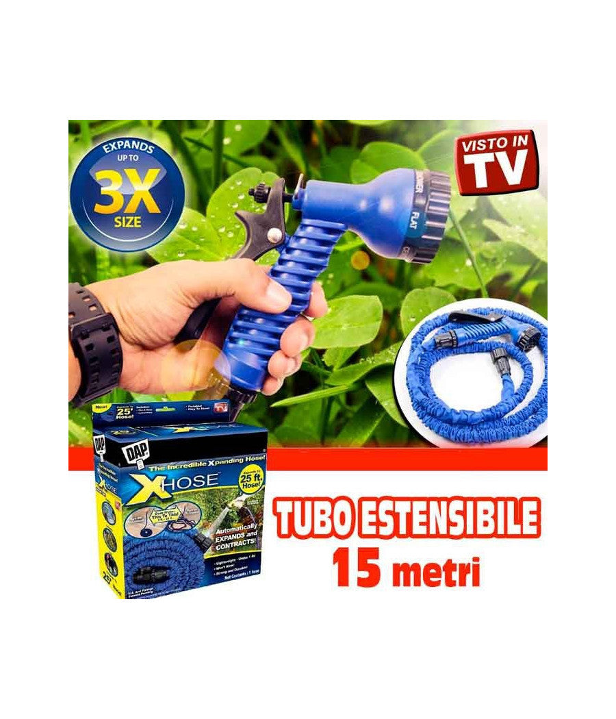 Tubo Magico Da Giardino 15 Metri Allungabile Estensibile Magic Hose Vari Colori         