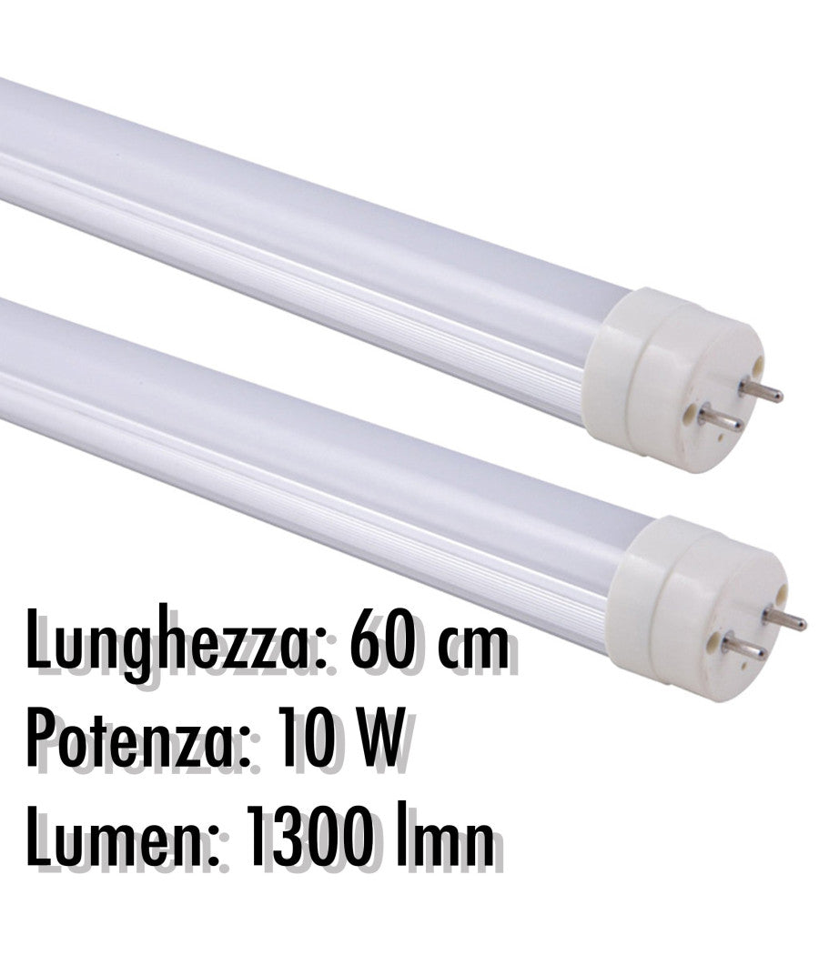 Tubo Neon A Led T8 10 W Watt 1300 Lmn Con Copertura Opaca Da 60 Cm Luce Bianca         